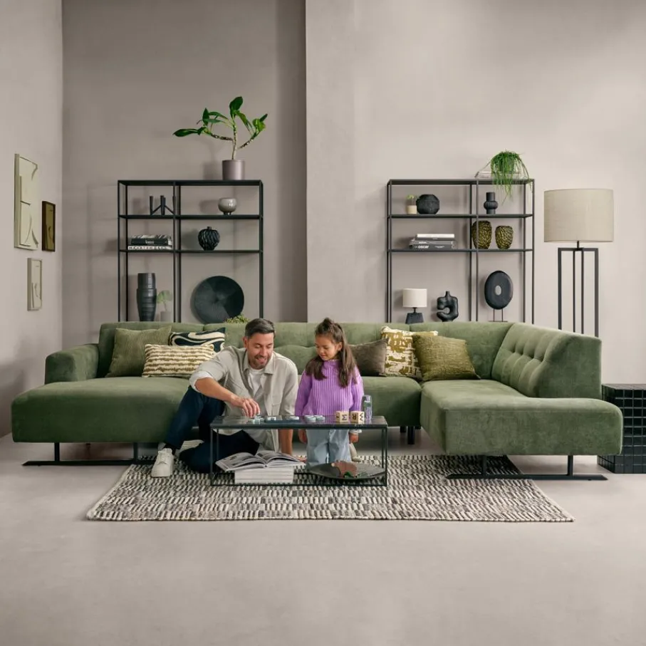 U-Banken< Hoekbank Chester Divan Rechts Groen