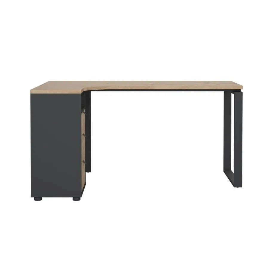 Bureaus< Hoekbureau Bram Eiken / Donkergrijs - 150x76x100 cm