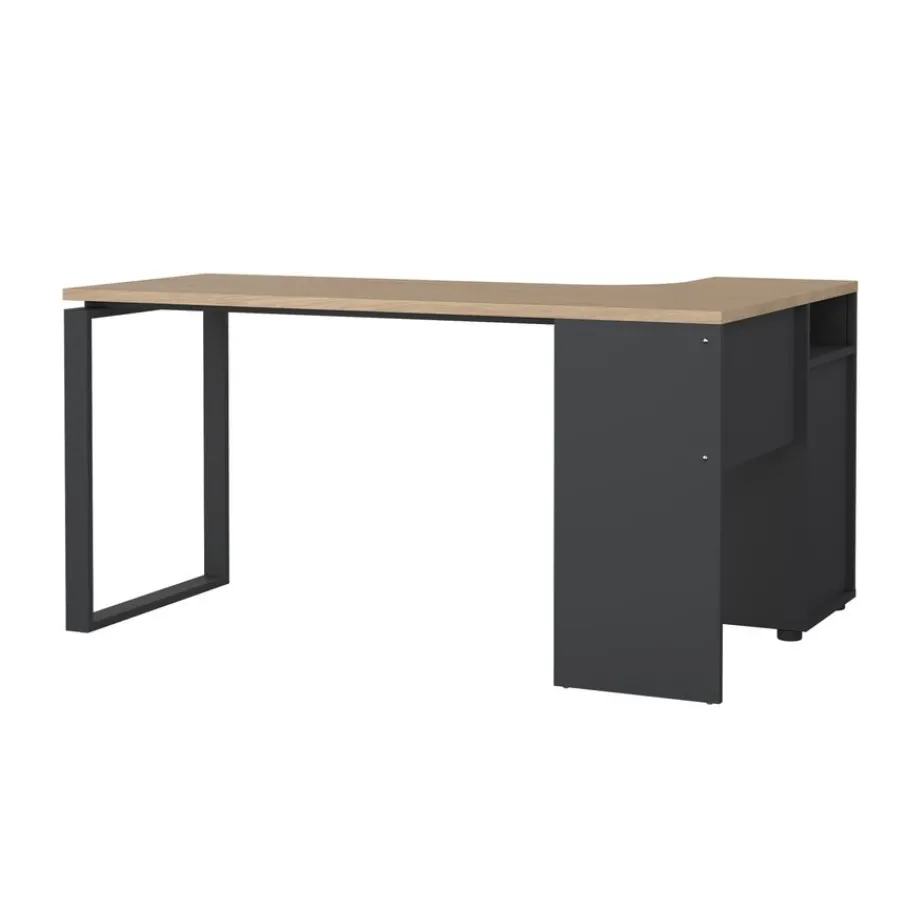 Bureaus< Hoekbureau Bram Eiken / Donkergrijs - 150x76x100 cm