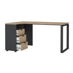 Bureaus< Hoekbureau Bram Eiken / Donkergrijs - 150x76x100 cm