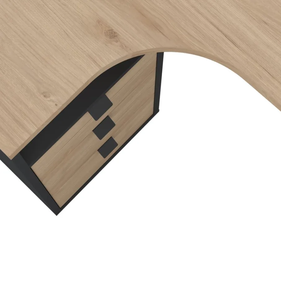 Bureaus< Hoekbureau Bram Eiken / Donkergrijs - 150x76x100 cm