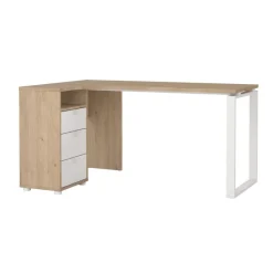 Bureaus< Hoekbureau Bram Eiken / Wit - 150x76x100 cm