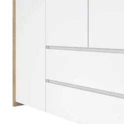 Kledingkasten< Kledingkast Atlanta Eiken / Hoogglans Wit - 197x202x58 cm