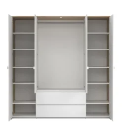 Kledingkasten< Kledingkast Atlanta Eiken / Hoogglans Wit - 197x202x58 cm