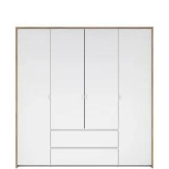 Kledingkasten< Kledingkast Atlanta Eiken / Hoogglans Wit - 197x202x58 cm