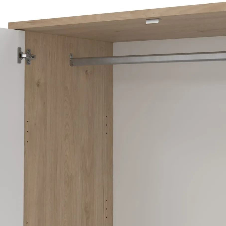 Kledingkasten< Kledingkast Atlanta Eiken / Hoogglans Wit - 149x202x58 cm