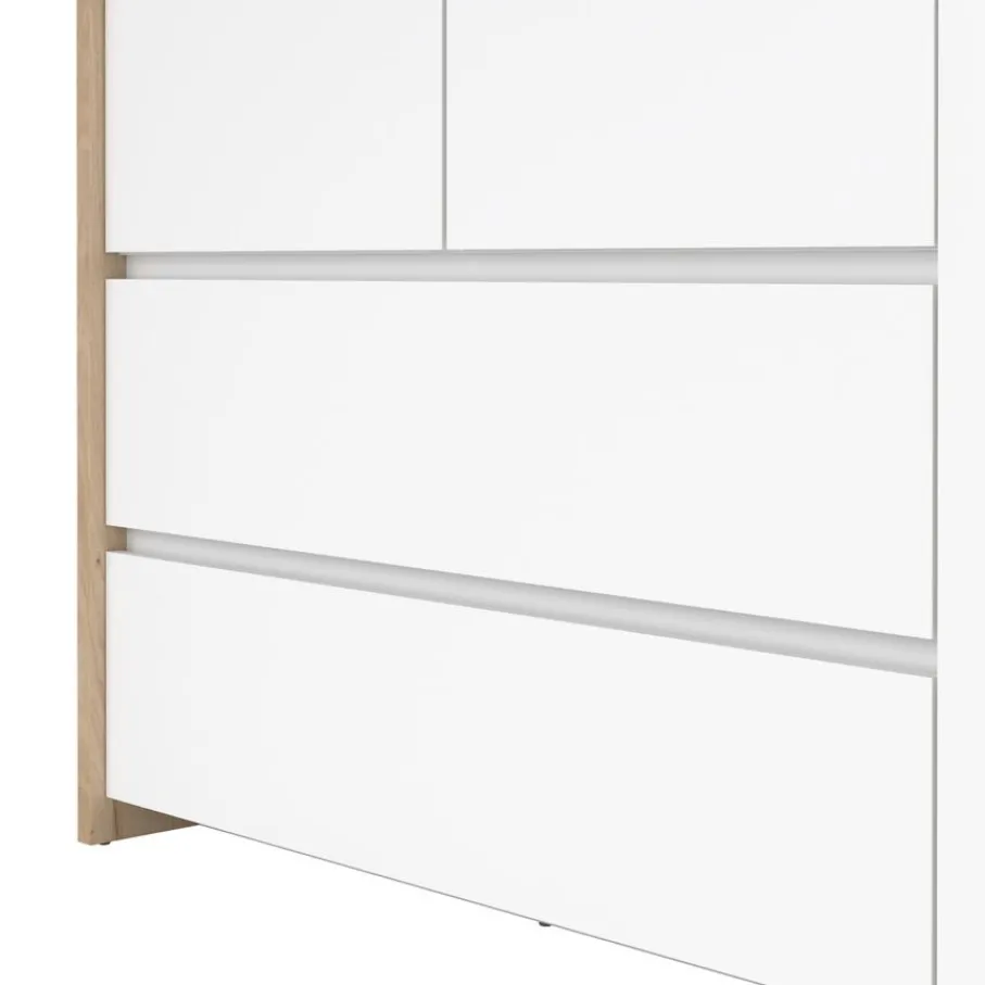 Kledingkasten< Kledingkast Atlanta Eiken / Hoogglans Wit - 149x202x58 cm