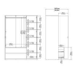 Kledingkasten< Kledingkast Atlanta Eiken / Hoogglans Wit - 149x202x58 cm