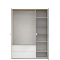 Kledingkasten< Kledingkast Atlanta Eiken / Hoogglans Wit - 149x202x58 cm