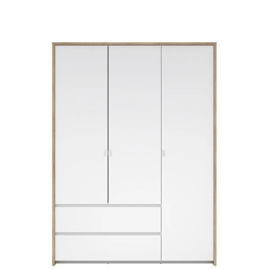Kledingkasten< Kledingkast Atlanta Eiken / Hoogglans Wit - 149x202x58 cm