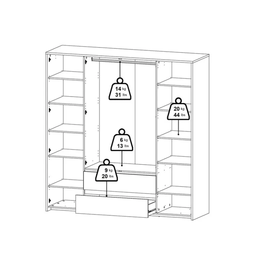 Kledingkasten< Kledingkast Atlanta Wit - 197x202x58 cm