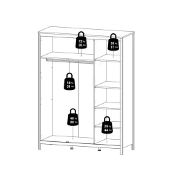 Opbergkasten< Kledingkast Dallas Eiken - 150x199x59