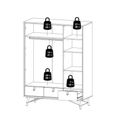 Kledingkasten< Kledingkast Denver Eiken - 150x200x60 cm