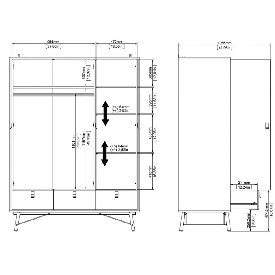 Kledingkasten< Kledingkast Denver Eiken - 150x200x60 cm