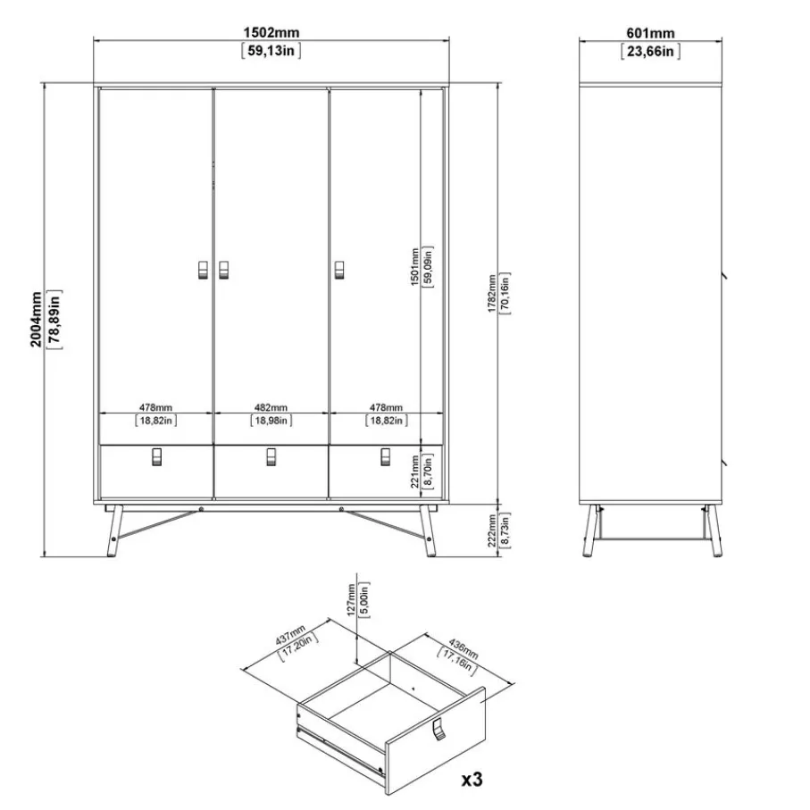 Kledingkasten< Kledingkast Denver Eiken - 150x200x60 cm