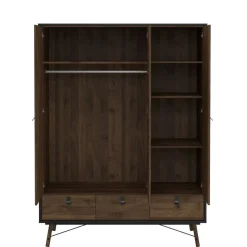 Kledingkasten< Kledingkast Denver Zwart / Walnoot - 150x200x60 cm