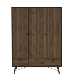 Kledingkasten< Kledingkast Denver Zwart / Walnoot - 150x200x60 cm