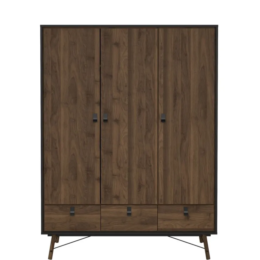 Kledingkasten< Kledingkast Denver Zwart / Walnoot - 150x200x60 cm