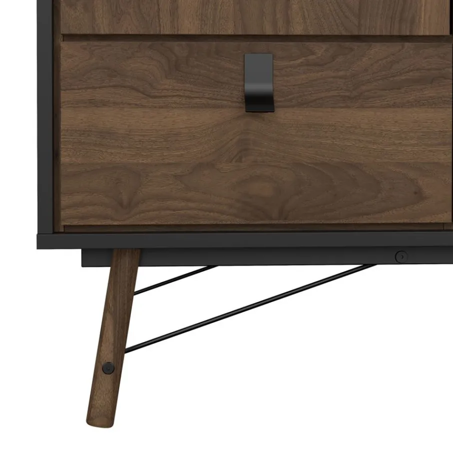 Kledingkasten< Kledingkast Denver Zwart / Walnoot - 150x200x60 cm