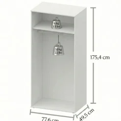 Kledingkasten< Kledingkast Harper Wit - 78x176x50 cm
