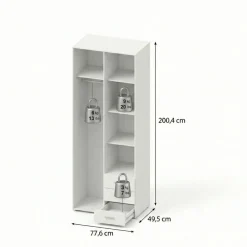 Kledingkasten< Kledingkast Harper Wit - 78x201x50 cm
