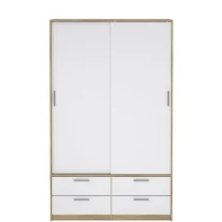 Kledingkasten< Kledingkast Jasper Eiken / Hoogglans Wit - 121x200x60 cm