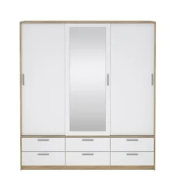 Kledingkasten< Kledingkast Jasper Eiken / Hoogglans Wit - 182x200x60 cm