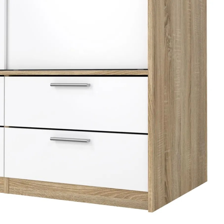 Kledingkasten< Kledingkast Jasper Eiken / Hoogglans Wit - 182x200x60 cm