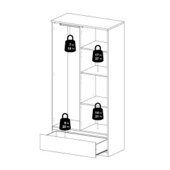 Kledingkasten< Kledingkast Luna Hoogglans Wit - 99x201x50 cm