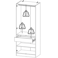 Opbergkasten< Kledingkast Miami Wit - 79x200x50 cm