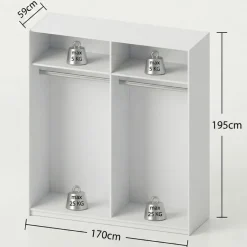 Kledingkasten< Kledingkast Victor Wit - 170x195x59 cm
