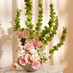 Kunstplanten & Bloemen< Kunstbloem Anthurium Groen / Roze - 65 cm
