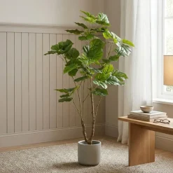 Kunstplanten & Bloemen< Kunstplant Ficus Umbellata Groen - 125 cm hoog