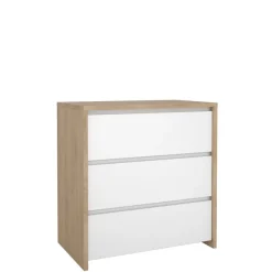 Opbergkasten< Ladekast Atlanta Eiken / Hoogglans Wit - 80x84x48 cm