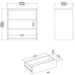 Opbergkasten< Ladekast Atlanta Eiken / Hoogglans Wit - 80x84x48 cm