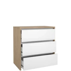 Opbergkasten< Ladekast Atlanta Eiken / Hoogglans Wit - 80x84x48 cm