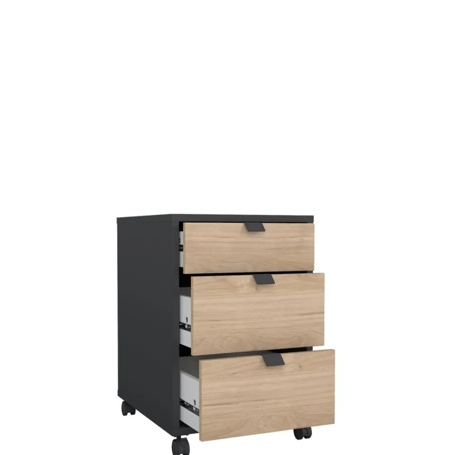 Opbergkasten< Ladekast Bram Donkergrijs / Eiken - 41x61x49 cm