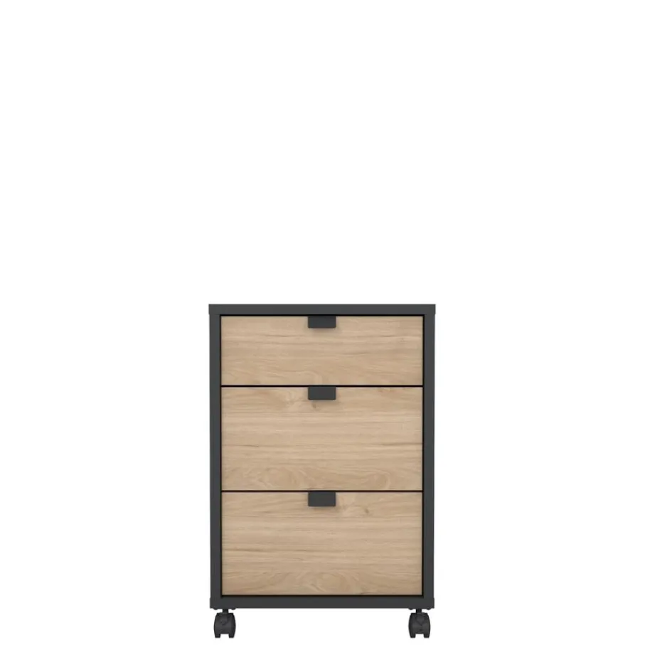 Opbergkasten< Ladekast Bram Donkergrijs / Eiken - 41x61x49 cm