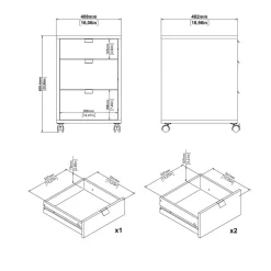 Opbergkasten< Ladekast Bram Eiken / Wit - 41x61x49 cm