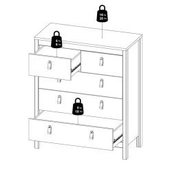 Opbergkasten< Ladekast Dallas Eiken - 83x99x39 cm