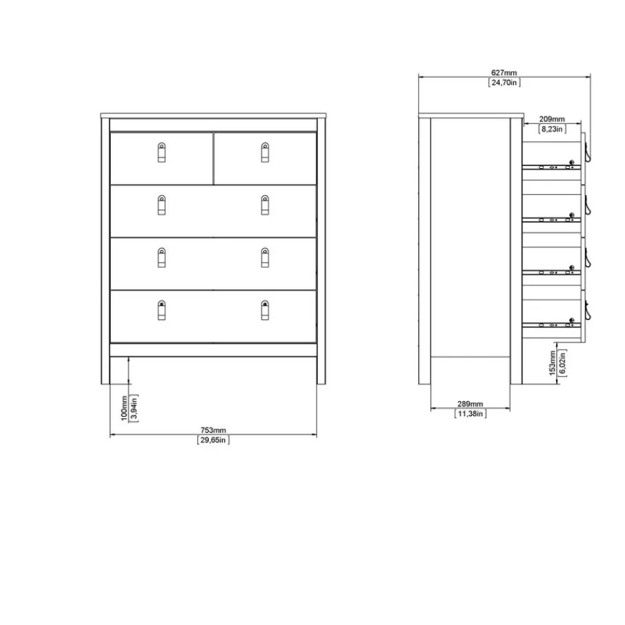 Opbergkasten< Ladekast Dallas Taupe - 83x99x39 cm