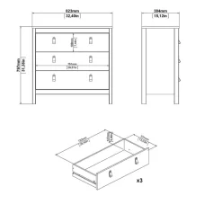 Opbergkasten< Ladekast Dallas Wit - 84x80x39 cm