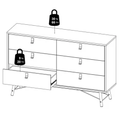 Opbergkasten< Ladekast Denver Eiken - 150x95x40 cm
