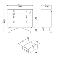 Opbergkasten< Ladekast Denver Eiken - 102x95x40 cm