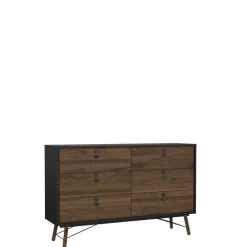 Opbergkasten< Ladekast Denver Zwart / Walnoot - 150x95x40 cm