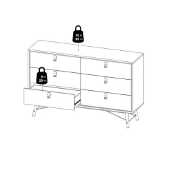 Opbergkasten< Ladekast Denver Zwart / Walnoot - 150x95x40 cm