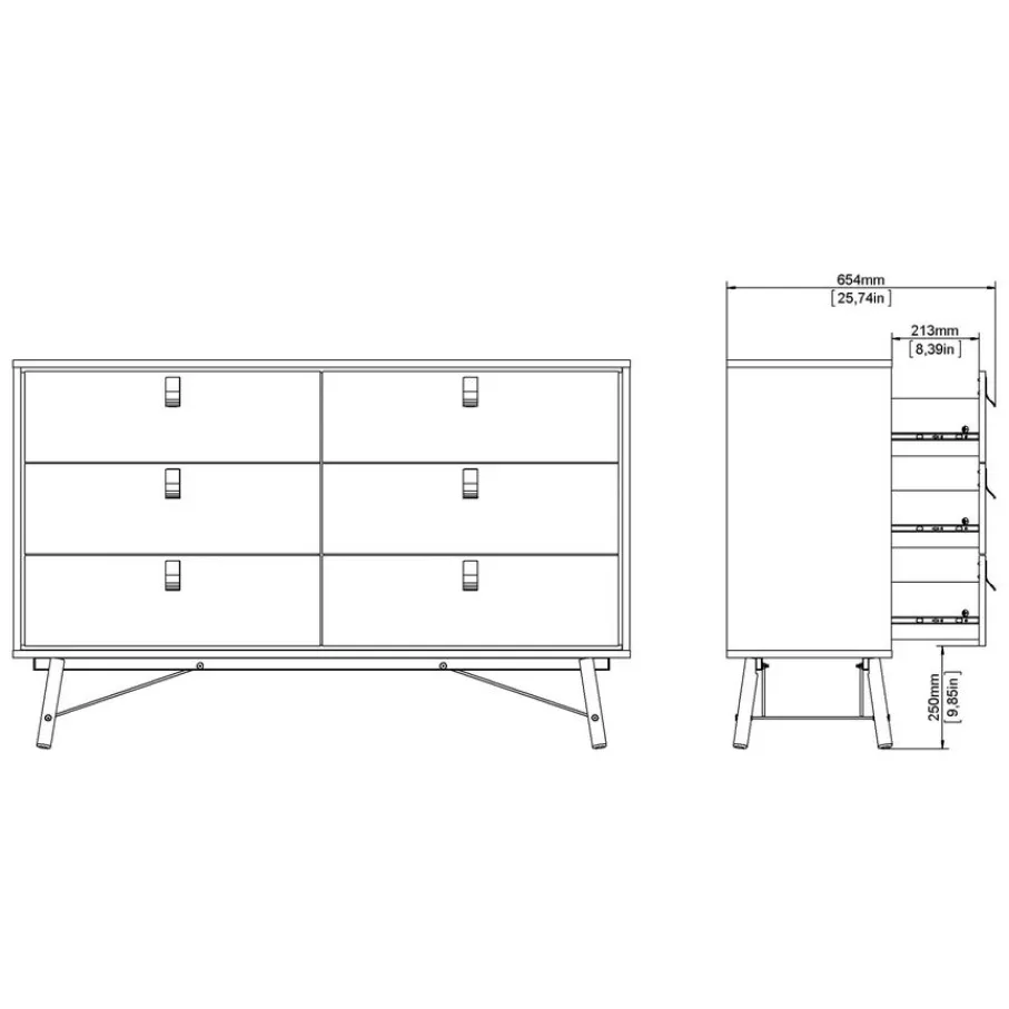 Opbergkasten< Ladekast Denver Zwart / Walnoot - 150x95x40 cm
