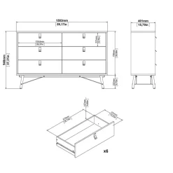 Opbergkasten< Ladekast Denver Zwart / Walnoot - 150x95x40 cm