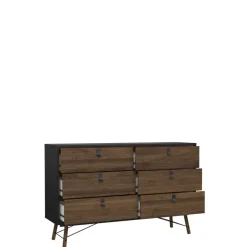 Opbergkasten< Ladekast Denver Zwart / Walnoot - 150x95x40 cm