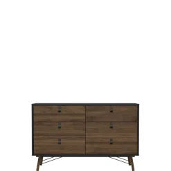 Opbergkasten< Ladekast Denver Zwart / Walnoot - 150x95x40 cm